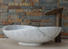 Guangxi white round marble vessel sink