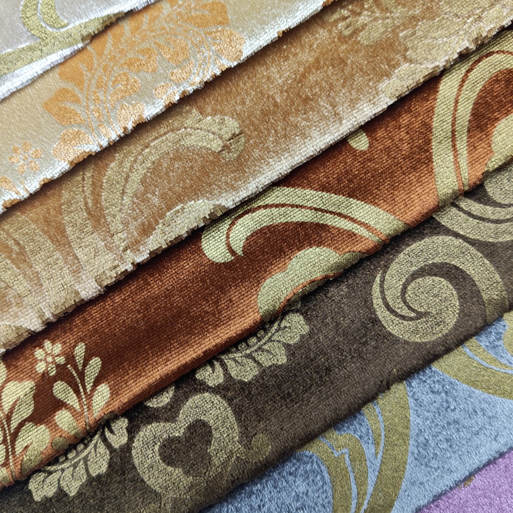 پارچه مخملی رنگارنگ رویال گل ژاکارد Colorful Royal Floral Jacquard Velvet Fabric