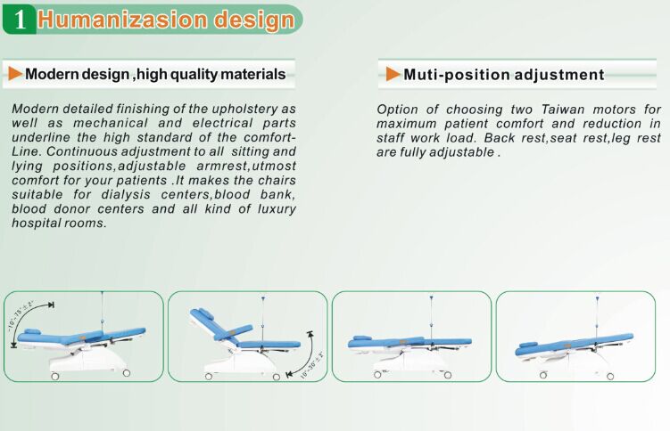 BT-DY001 hospital mobile electric motor dialysis chair medical recliner  armchair blood donation chair
