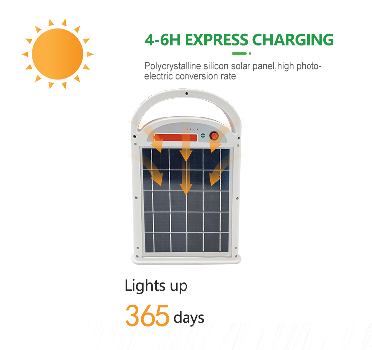 G-Lights Proiettore solare ricaricabile in ABS bianco puro con oscuramento a risparmio energetico da 100 W