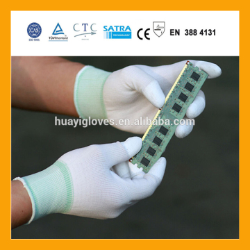 Cheapest White PU Finger Fit Glove/13Gauge PU Finger Coating Gloves/PU Coated Cleanroom Gloves