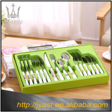 18/10 porcelain handles stainless steel flatware salad server set ceramic dinnerware