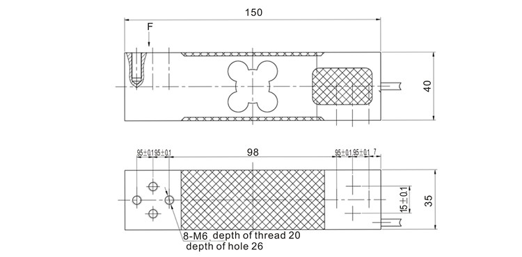 GPB144 single point load cell drawing