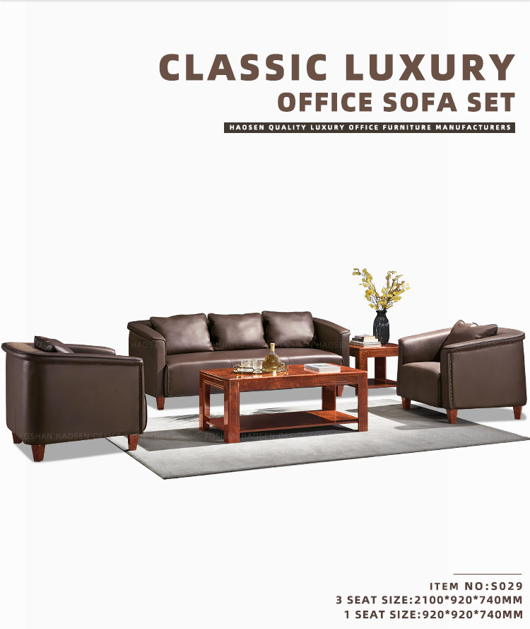 classical office Home furniture Genuine Leather sofa 1+1+3 seater sectional Sofas supplier