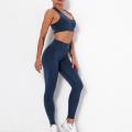 set di abbigliamento da yoga a coste da donna Fitness