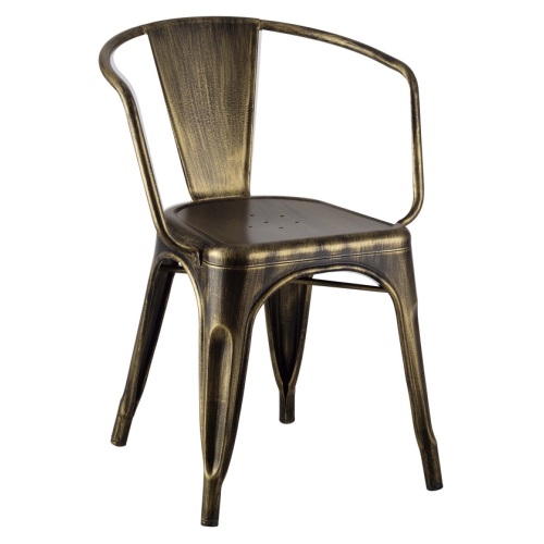 Tolix Gold Metal Old Aging Design Arm Chair