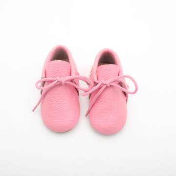 Pink glory handmade soft sole leather baby moccasins wholesale