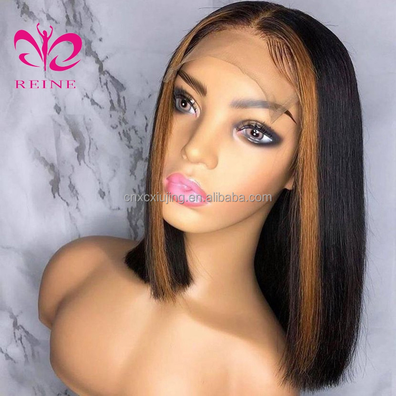 100% Virgin Brazilian Human Hair 4*4 closure  Wig 10A Grade Bone Straight Ombre Piano Color Human Hair Hd Closure Wigs