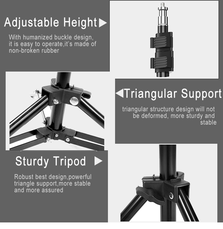 Trípode de soporte de luz de estudio fotográfico de aleación de aluminio resistente de 210 cm para video, retrato y fotografía, iluminación, disparo