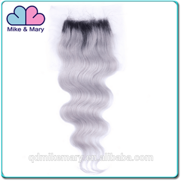 Virgin Brazilian Body Wave Lace Closure Human Silver White Hair Bleached Knots Closures With Baby Hair