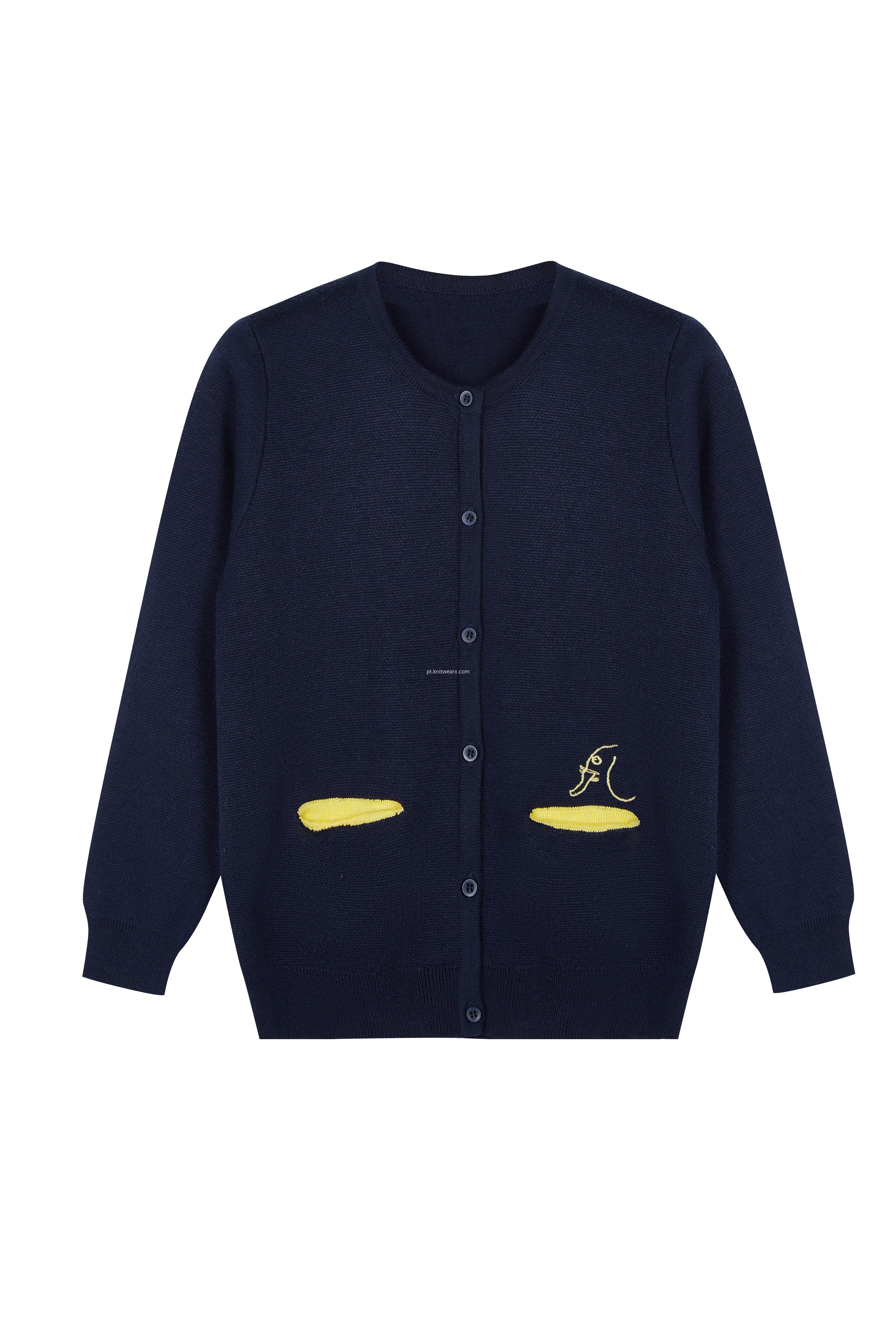 Boy's Knitted Contrast Jacquard Cardigan