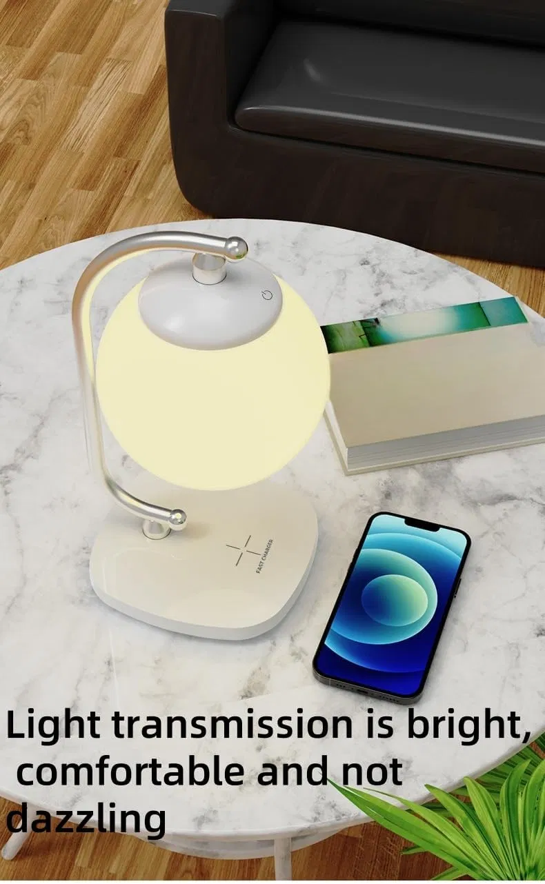 Dimmable LED Table Lamp with Wireless Charging for Bedroom