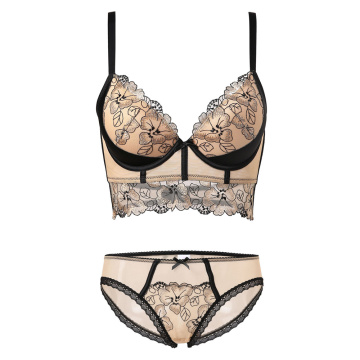 In-Lady Sex Embroidery Push Up Bra Panty Set