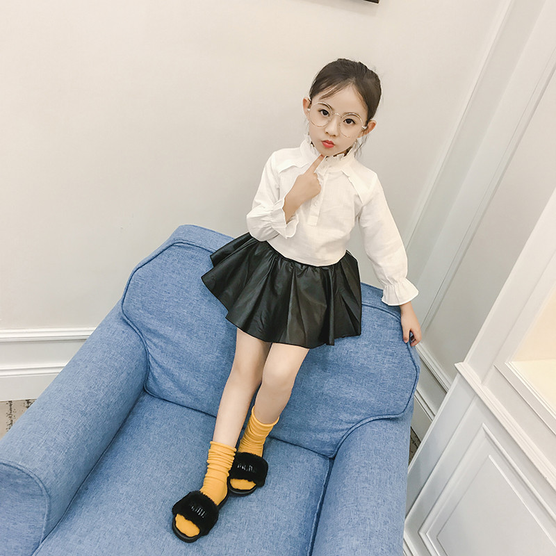 Toddler Kids Baby Girls Cute PU Leather Skirts