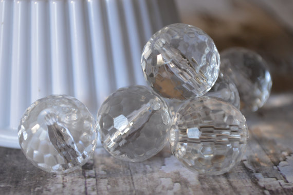 Crystal Clear Faceted Disco Round Beads