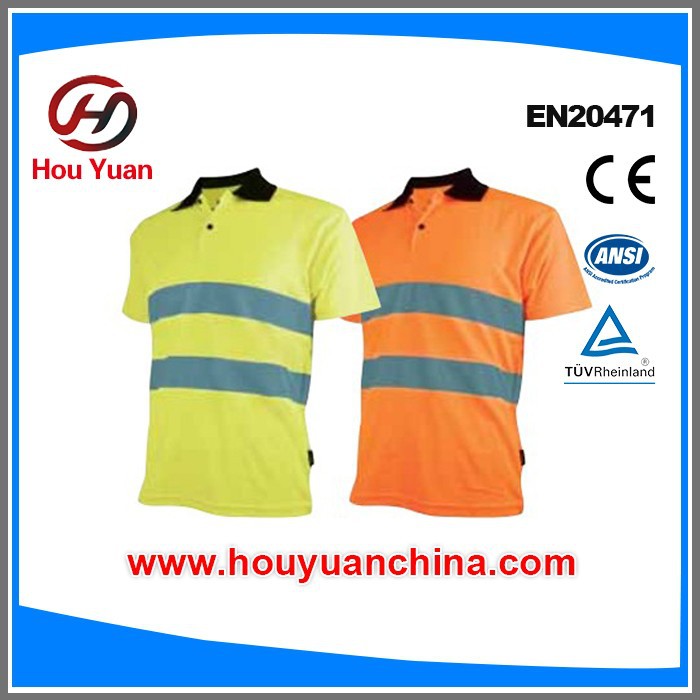 Reflective Polo T shirt, Meet ANSI/ISEA 2010, Fluorescent Polyester fabric and reflective tapes,25 Times Wash,Manufactory