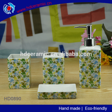 Beautiful small flowers ceramic bathroom accessory sest