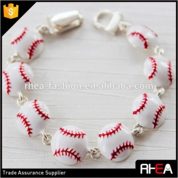 Enamel Half-Sphere Baseball Bracelet,Multi Alloy Baseball Accessory Bracelet,.