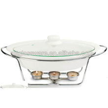 ceramic cookware sets pan with glass cover and silver metal stand