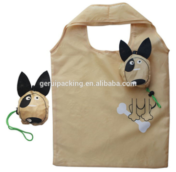 dog shape Polyester Material foldable shopping bag
