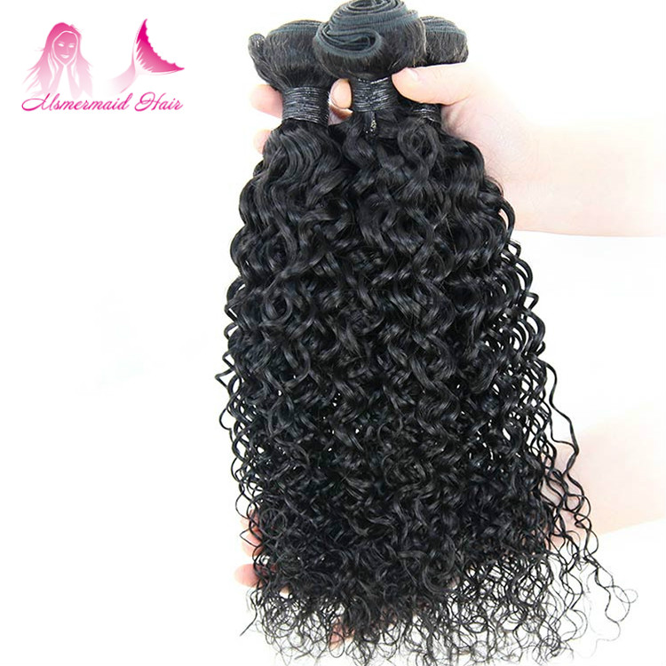 Machine Double Weft Water Wave Hair Extension Bundles, Bulk Brazilian Virgin Hair 8-30 Inches Hair Bundles