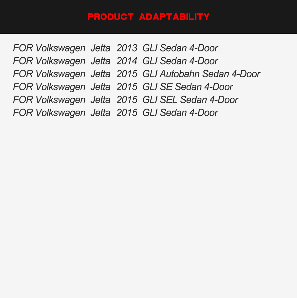 JCSportline Front Bumper Splitters for Volkswagen JETTA GLI Autobahn Sedan 4-Door 2013-2015