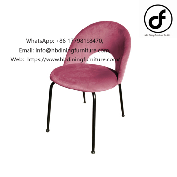 Pink Metal Leg Velvet Dining Chair