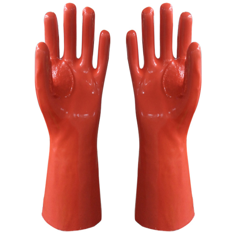 Guantes de PVC con forro de algodón grueso 27cm.