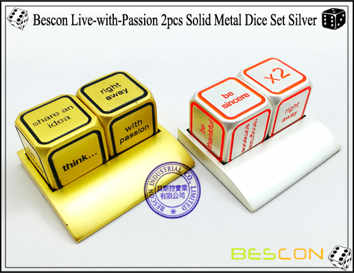 Bescon Live-with-Passion 2tlg. Vollmetall Würfel Set Silber-8 Bescon Live-with-Passion 2pcs Solid Metal Dice Set Silver-8