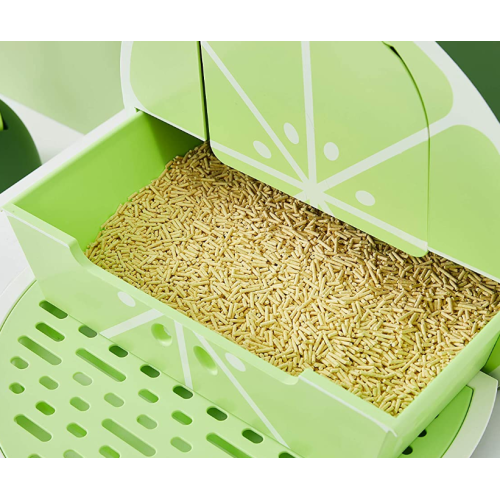 Green Lemon Covered Cat Litter Box with Lid