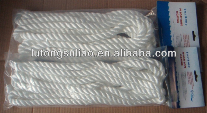 white colour 3 strands twisted PP multifilament Polyester nylon fibre rope used in fishing, boat, mooring