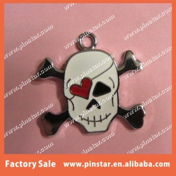 Cheap Custom Metal Keychain Hard Enamel PIRATE SKELETON Necklace Pendant Boy