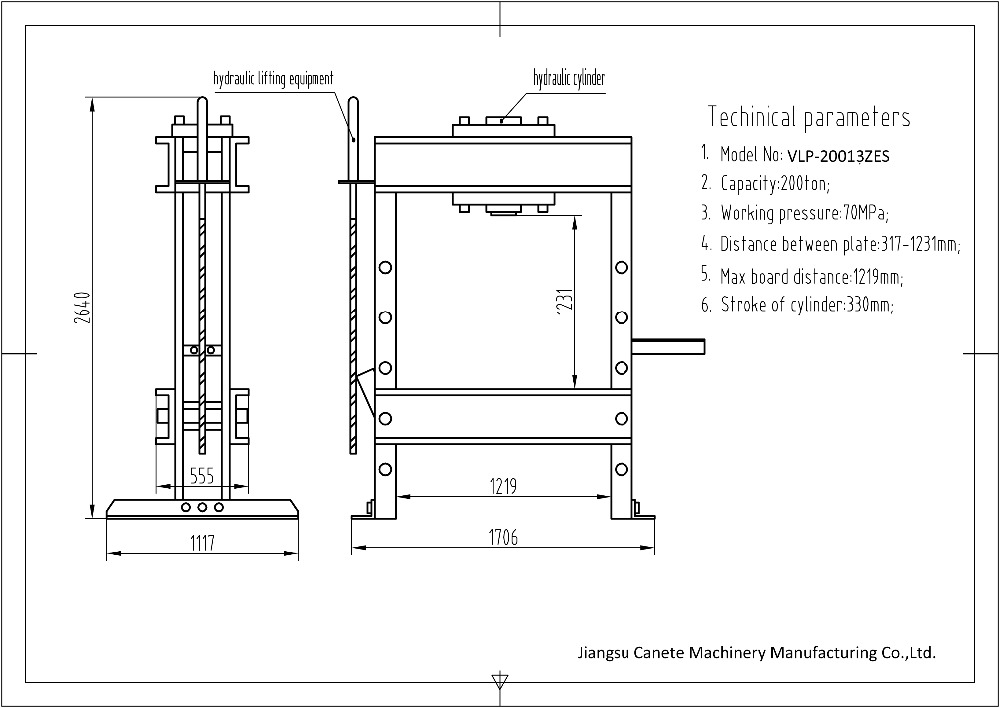 100 Ton Hydraulic Workshop Press Machine
