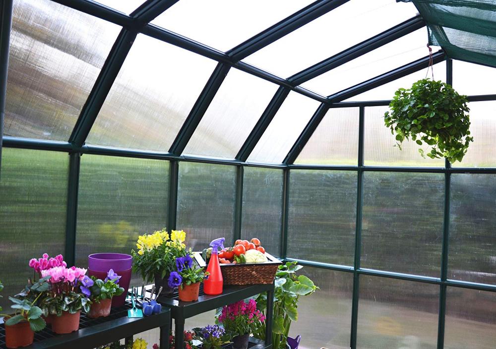 Garden greenhouse with aluminium base supplies pc panels