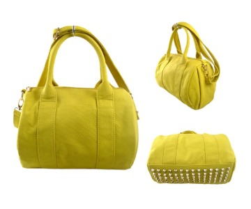 Yellow Abrasive PU Rivets Sports Duffel Bag