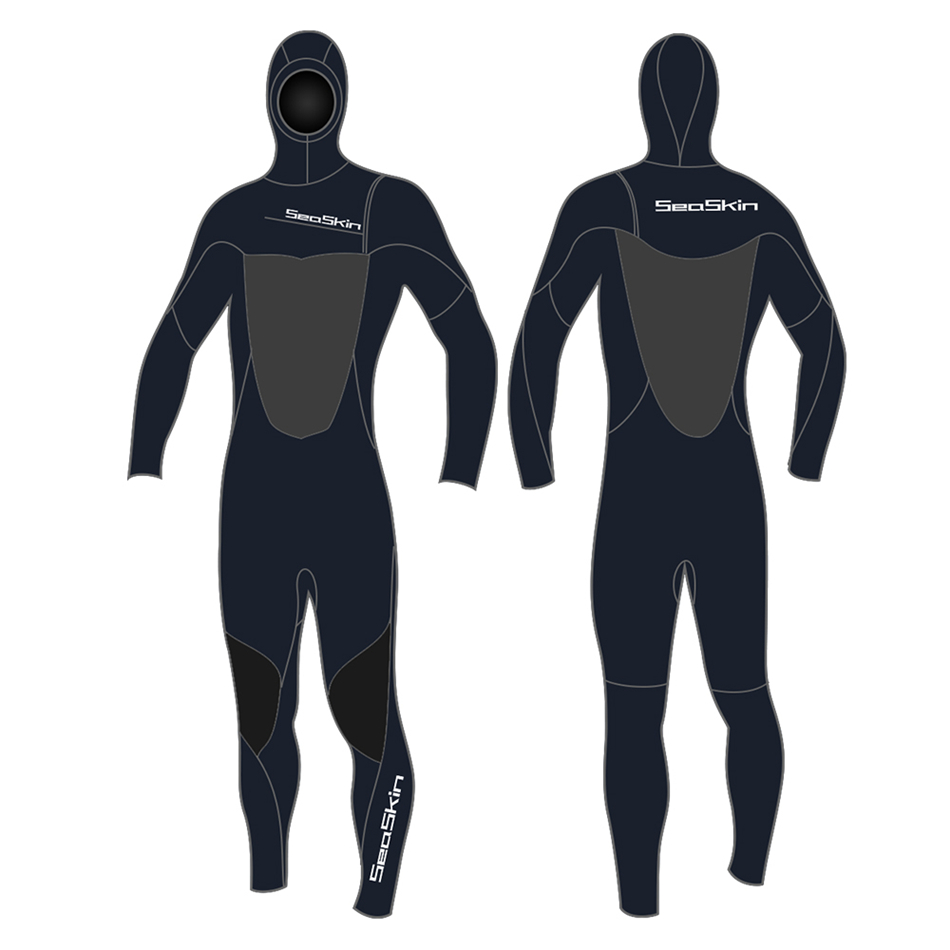 Seaskin Man 4/3 mm Wetsuit di surf maniche lunghe con cappuccio