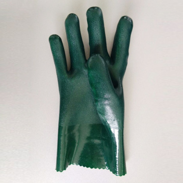 Luvas industriais resistentes da jersey verde revestida de PVC