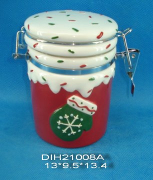 Hand-Painted Ceramic Round Airtight Canister
