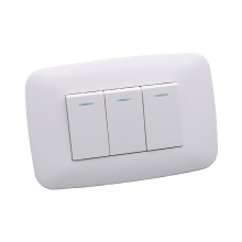 White Plastic 3-Way Light Switch 220V - Modern Home Electrical Switch