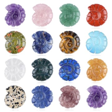 Gemstone Carved Conch Charm Pendant Ornament Natural Stone 25MM Sea Conch Handmade Craved Snail Ornament