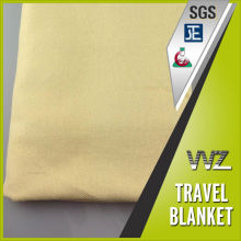 Gold color soft handle feel as wool modacrylic flame resistant travel blanket for train