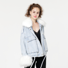 Facotry fur collar jeans jackets