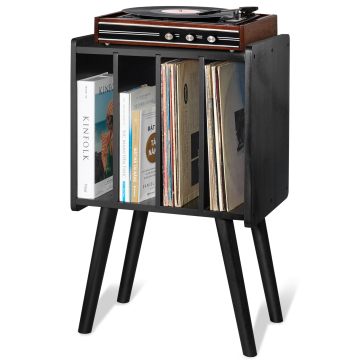 Wooden Vinyl Record Player Stand with Storage
