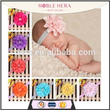 Custom hollow fabric flower elastic rhinestone fancy baby headband