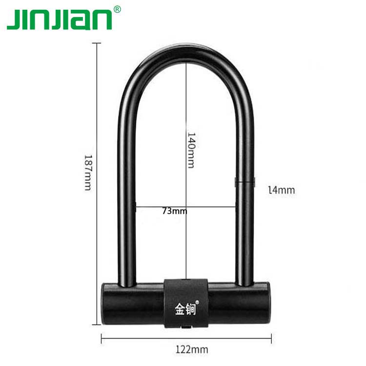 14 mm D Cadera de bloqueo Harden Aleación Ebike U-Lock antirrobo al aire libre Lock de bicicleta de servicio pesado