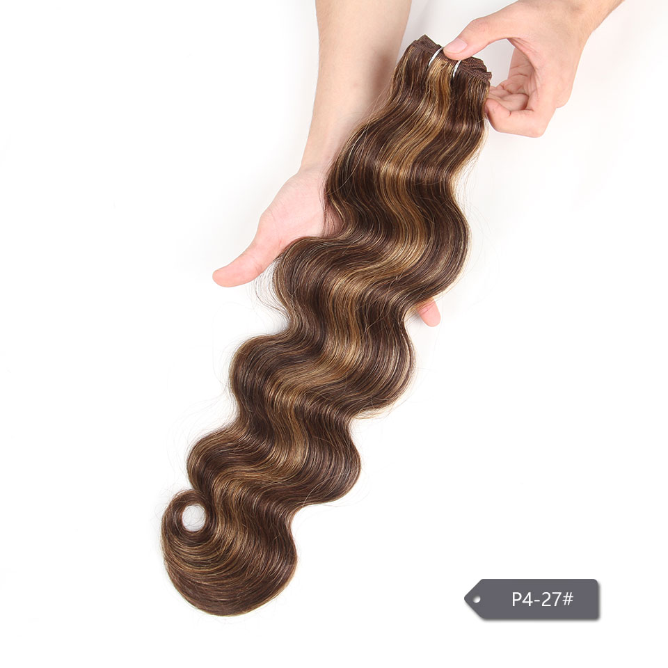 Piano Color Hair Weave Bundles Highlight Brown, Mixed Color Brown Blonde Brazilian Body Wave P1B30 P427 P430 Remy Hair Weft