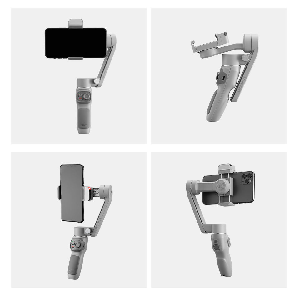 In stock foldable ZHIYUN Smooth Q3 Smartphone Gimbal Stabilizer with rotatable fill light and magic cloneMe pano