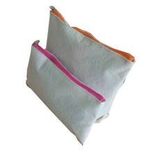 linen Cotton bag with zipper for makeup