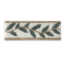 Olive Branch Green Tumbled Marble Mosaic Border Listello Tile 4x12