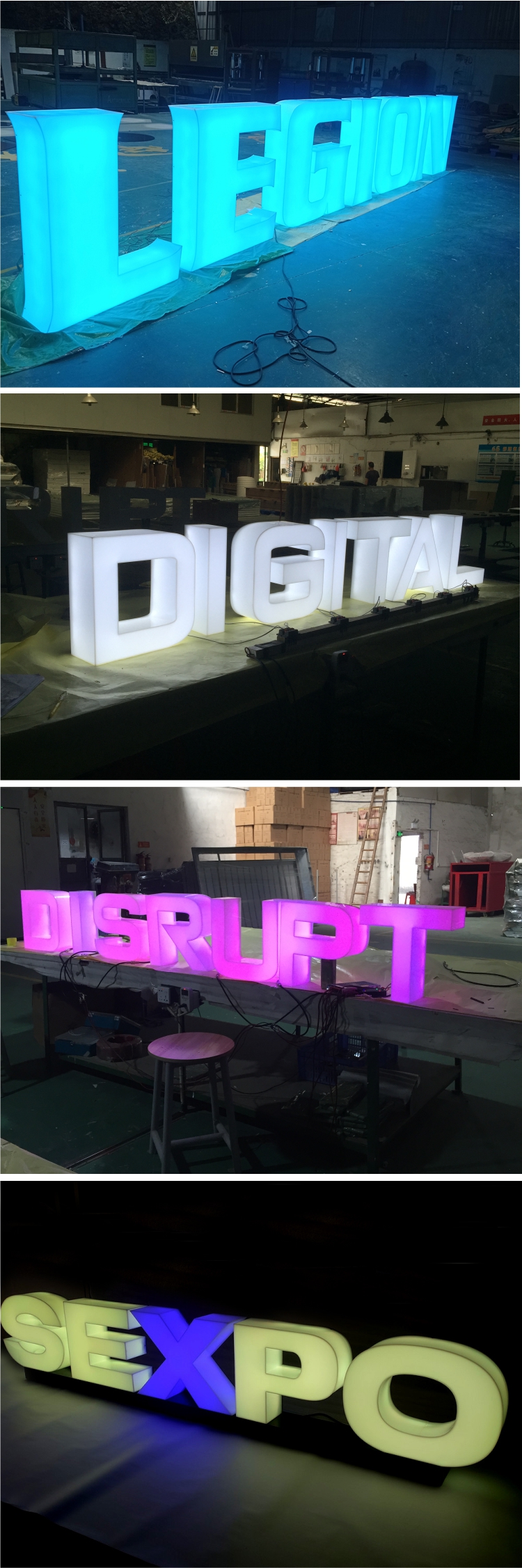 DINGYISIGN Custom Free Standing Rgb Led 3D Large Electronic Build Up Acrylic Signage Channel Letter Sign